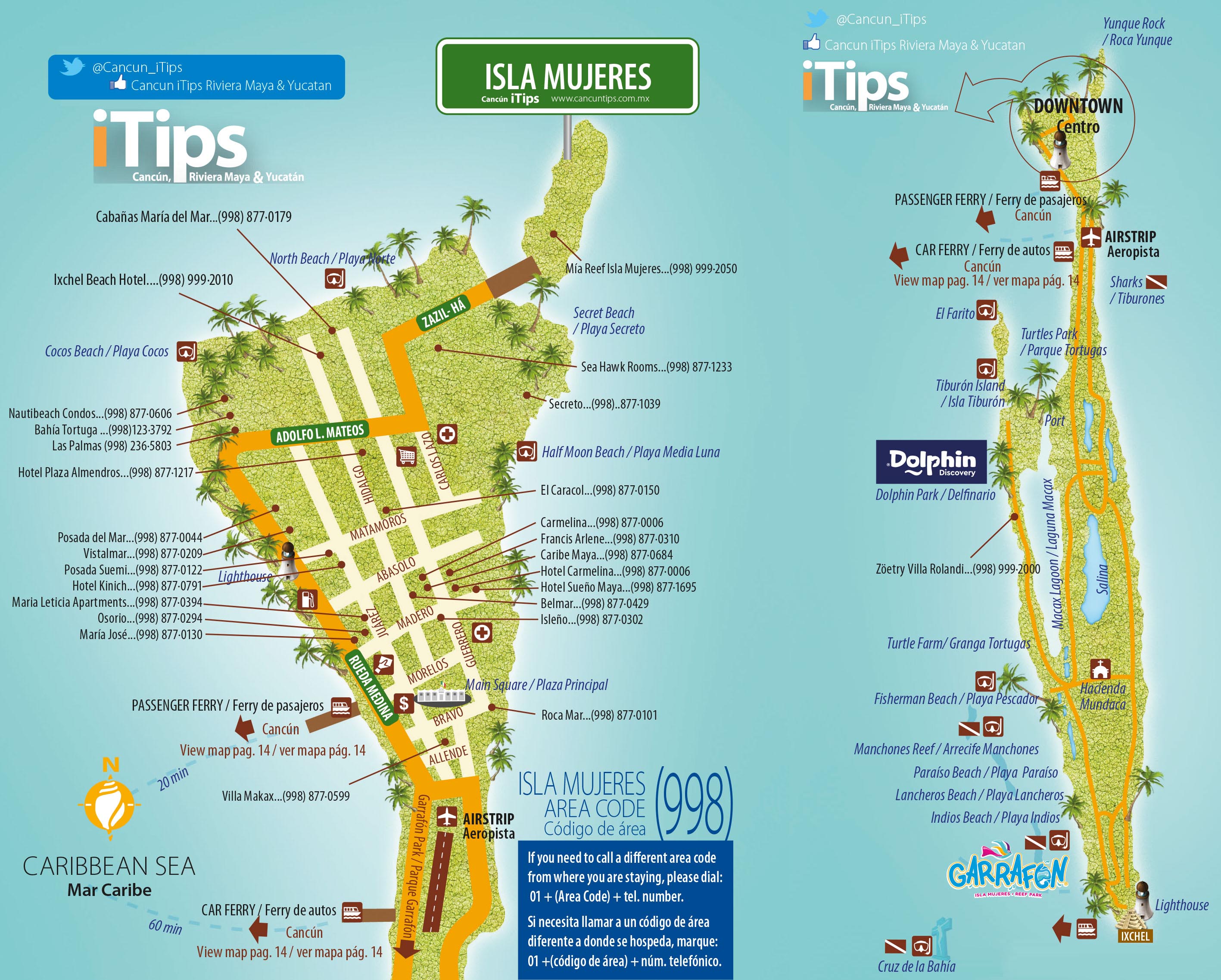 isla mujeres golf cart tour map